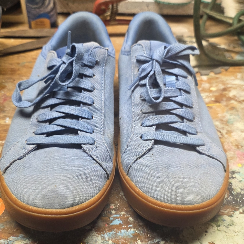 Light Blue Canvas Sneakers with Gum Sole